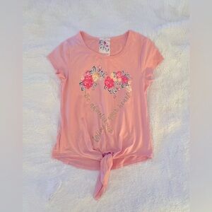 Pink Floral Graphic Tie-Front Tee